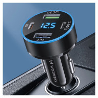 Wozinsky WDCCB Car Charger with Display 50W 2xUSB-C / 2xUSB-A - Black