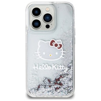 Hello Kitty Liquid Glitter Charms Kitty Head case for iPhone 15 Pro - silver