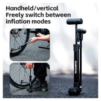 Rockbros 42310006001 bicycle pump with pressure gauge - black
