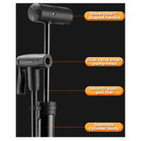 Rockbros 42310006001 bicycle pump with pressure gauge - black
