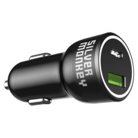 Silver Monkey SMA078 car charger 1xUSB-C 1xUSB-A 45W PD QC - black