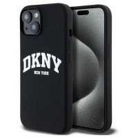 Dkny Liquid Silicone White Printed Logo MagSafe Case for iPhone 15 / 14 / 13 - Black