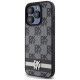 Dkny Leather Checkered Mono Pattern & Printed Stripes Case for iPhone 15 Pro Max - Black