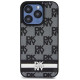 Dkny Leather Checkered Mono Pattern & Printed Stripes Case for iPhone 15 Pro Max - Black