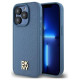 Dkny Leather Monogram Pattern Metal Logo MagSafe Case for iPhone 15 Pro - Blue