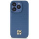 Dkny Leather Monogram Pattern Metal Logo MagSafe Case for iPhone 15 Pro - Blue