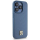 Dkny Leather Monogram Pattern Metal Logo MagSafe Case for iPhone 15 Pro - Blue