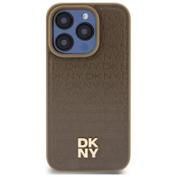 Dkny Leather Pattern Metal Logo MagSafe case for iPhone 15 Pro Max - brown