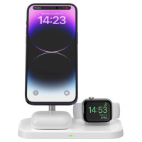 Tech-Protect QI15W-A22 MagSafe inductive charger with 3in1 MagSafe stand for smartphone / Apple Watch / AirPods - white