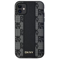 Dkny Leather Checkered Mono Pattern MagSafe Case for iPhone 11 / Xr - Black