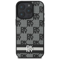 Dkny Checkered Pattern & Printed Stripes case for iPhone 16 Pro Max - black