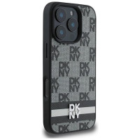 Dkny Checkered Pattern & Printed Stripes case for iPhone 16 Pro Max - black