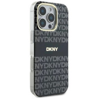 Dkny Repeat Texture Pattern With Stripe case for iPhone 16 Pro Max - black