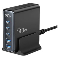 Tech-Protect DC140W-GAN 5-PORT PD140W/QC3.0 Charging Station - Black