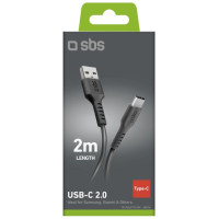 SBS TECABLETC220K USB-A - USB-C Cable 2 m - Black