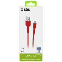 SBS TECABLEMICROC15R USB-A - USB-C Cable 1.5m - Red