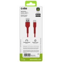 SBS TECABLEMICROC15R USB-A - USB-C Cable 1.5m - Red