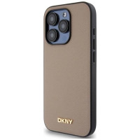 Dkny Grained Metal Logo MagSafe iPhone 15 Pro Case - Beige