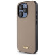 Dkny Grained Metal Logo MagSafe iPhone 15 Pro Case - Beige