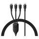 Baseus Flash Series 3 3in1 cable 100W USB-C - USB-C+USB-C+ Lightning 1.5m + 3 x 0.25 m - black