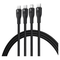 Baseus Flash Series 3 3in1 cable 100W USB-C - USB-C+USB-C+ Lightning 1.5m + 3 x 0.25 m - black