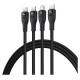 Baseus Flash Series 3 3in1 cable 100W USB-C - USB-C+USB-C+ Lightning 1.5m + 3 x 0.25 m - black