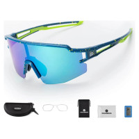 Rockbros Polarized Cycling Glasses with UV Protection and Corrective Insert Blue Lenses - Blue
