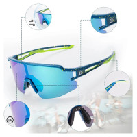 Rockbros Polarized Cycling Glasses with UV Protection and Corrective Insert Blue Lenses - Blue