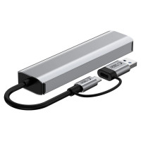 Tech-Protect HB03 HUB Adapter 5in1 USB-C + USB2.0 + USB3.0 + RJ45 - gray