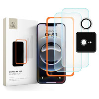 Tech-Protect Supreme Tempered Glass Set 3-Pack for iPhone 16e - Clear