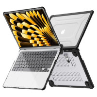 Tech-Protect SmartShell Pro case for MacBook Air 13" 2023-2025 M2 / M3 / M4 - transparent and black