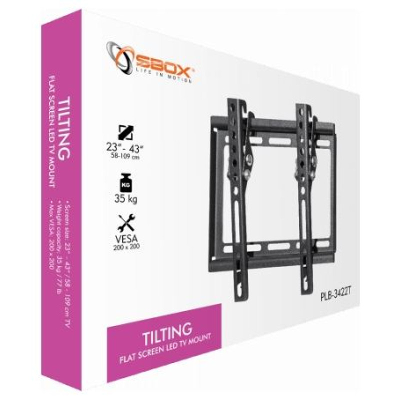 Sbox PLB-3422T Tilting Flat Screen LED TV Mount 23"-43" 35kg