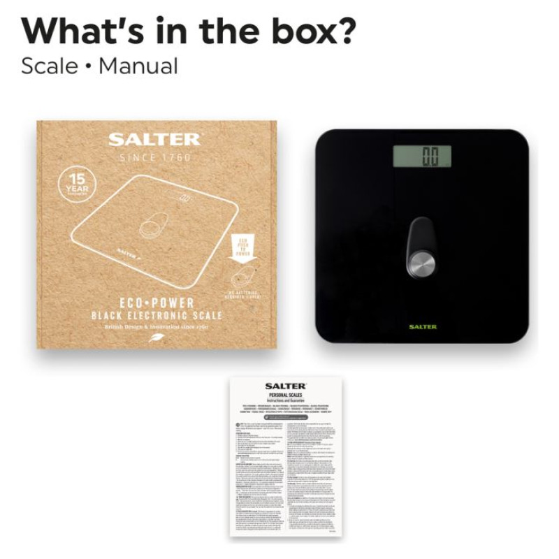Salter 9224 BK3RFEU16 Eco Power Digital Bathroom Scale Black