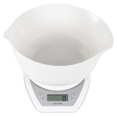 Salter 1024 WHDR14EU16 Digital Kitchen Scale & Dual Pour Bowl - White