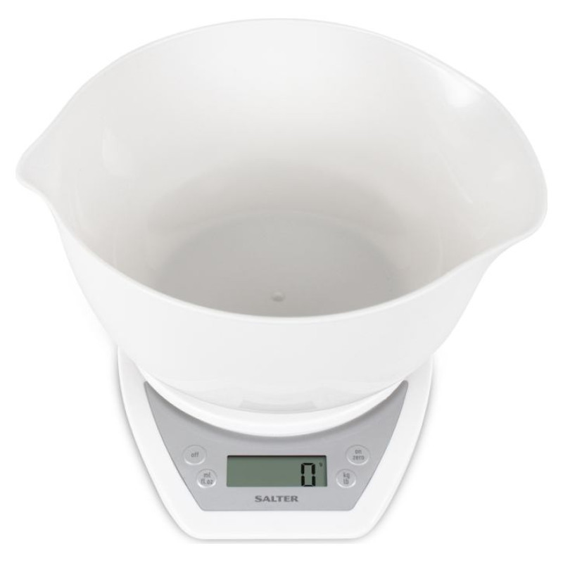 Salter 1024 WHDR14EU16 Digital Kitchen Scale & Dual Pour Bowl - White