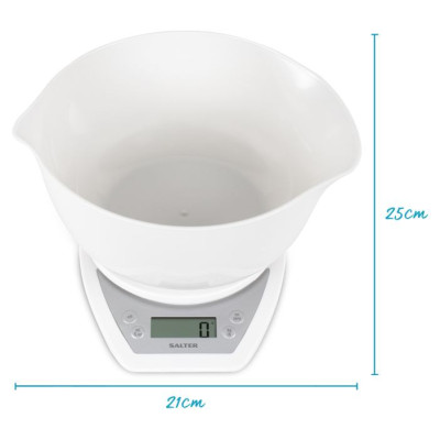 Salter 1024 WHDR14EU16 Digital Kitchen Scale & Dual Pour Bowl - White