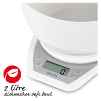 Salter 1024 WHDR14EU16 Digital Kitchen Scale & Dual Pour Bowl - White