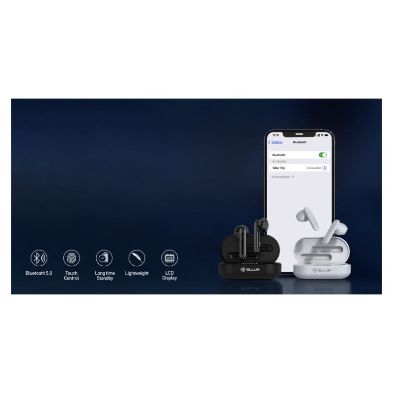 Tellur Flip True Wireless Earphones White