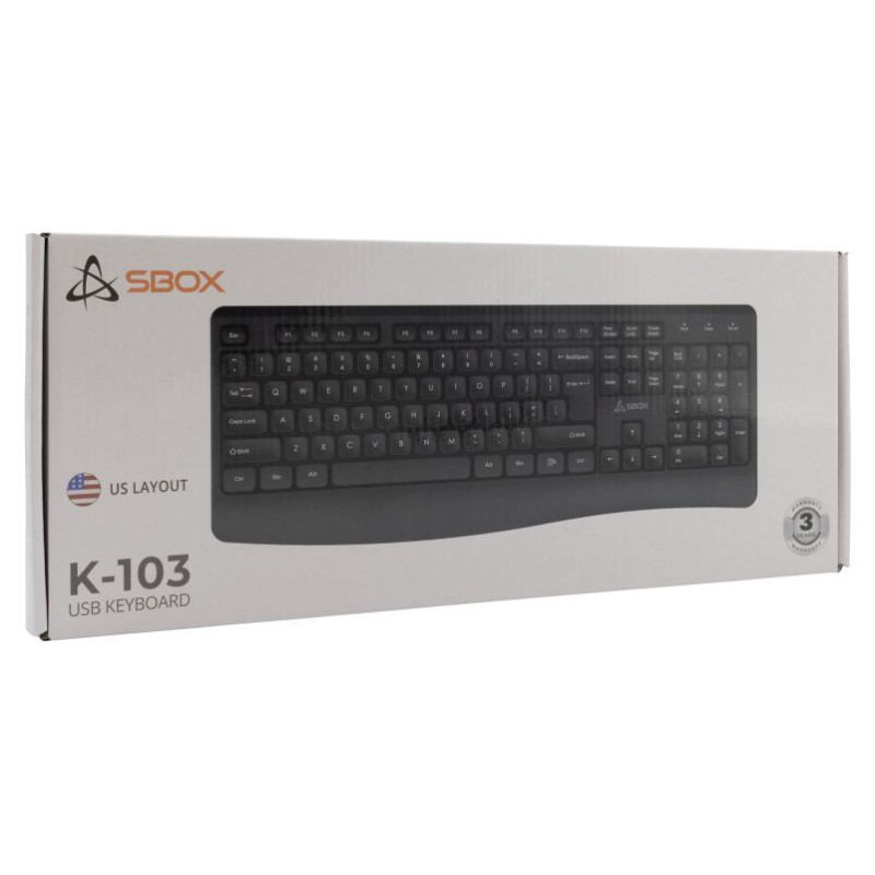 Sbox K-103 Keyboard US Black