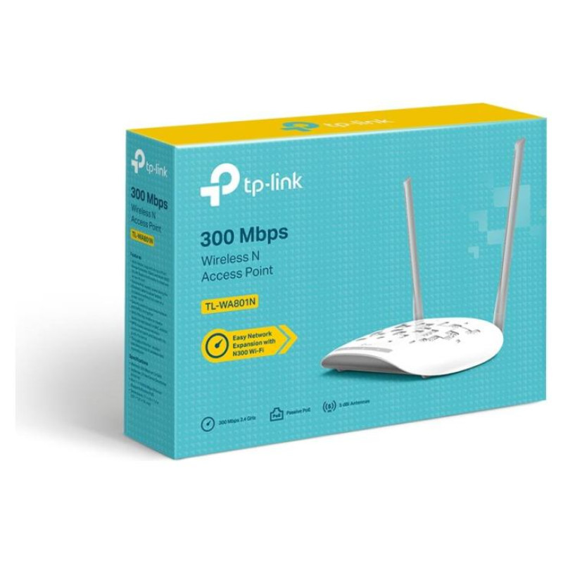 Tp-Link Access Point|TP-LINK|300 Mbps|1x10Base-T / 100Base-TX|Number of antennas 2|TL-WA801N