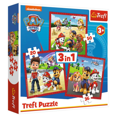 Trefl PAW PATROL Pužļu komplekts 3 in1