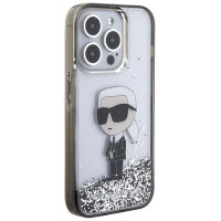 Karl Lagerfeld Liquid Glitter Ikonik case for iPhone 15 Pro Max - transparent