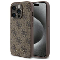 Guess 4G Metal Gold Logo case for iPhone 15 Pro - brown
