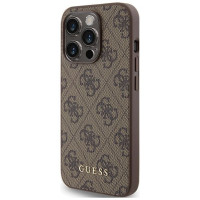Guess 4G Metal Gold Logo case for iPhone 15 Pro - brown
