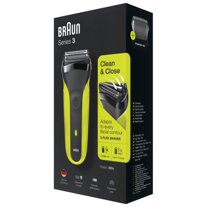Braun Series 3 bārdas  el.skuveklis, melns/zaļ&scaron; - 300S Green