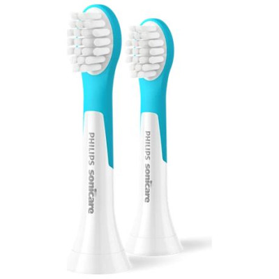 Sonicare for Kids Mini zobu birstes uzgalis, 2 gab,3+, Balta/ciāna - HX6032/90