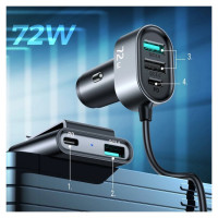 Joyroom car charger 2xPD + 2xQC3.0 72W 1.5m black (JR-CL05)