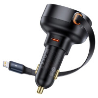 Baseus Enjoyment Pro USB-C (female) / Lightning (male) 60W car charger - black
