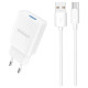 Dudao A4EU USB-A 2.1A wall charger - white + USB-A - USB-C cable