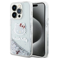 Hello Kitty Liquid Glitter Charms Kitty Head case for iPhone 14 Pro - silver